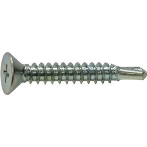 Steel Self-Drilling Screw 4 Length Phillips Drive #3 Drill Point #10-16 Thread Size 82 Degree Flat Head Pack of 10 Zinc Plated Finish