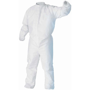 5XL White SMS Fabric Zipper Coverall w/ Hood | Fastenal