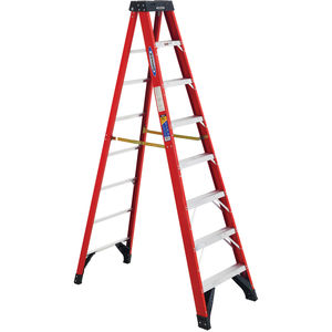 8' 375lb Capacity 8-Step Red Fiberglass Type 1AA Single-Sided Step ...