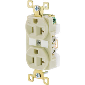 20A 125V 2P 3W 5-20 Ivory Straight Back / Side Wired Duplex Receptacle ...